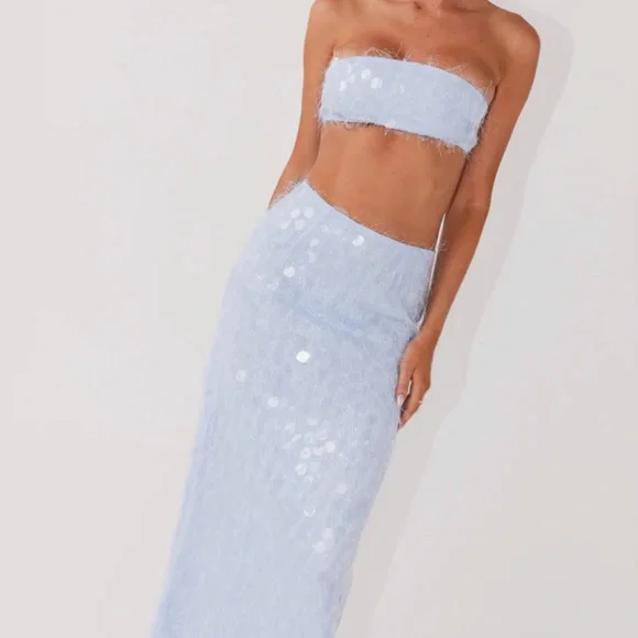 Peppermayo kyleigh sequin maxi skirt set